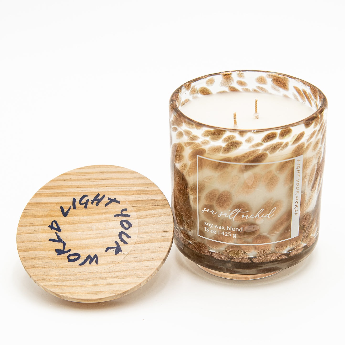 Queen's Radiance - Hand-Blown Glass Sea Salt Orchid Candle